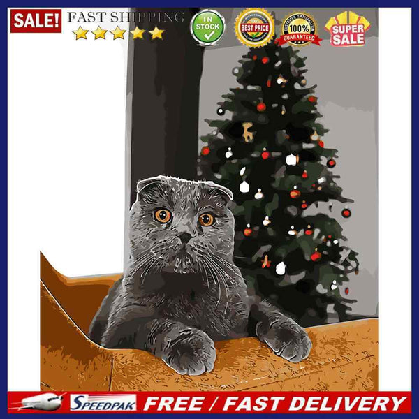 Painting By Numbers Kit Frameless DIY Christmas Black Cat Hand Painted Artwork