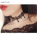 Punk Crystal Pendant Collar Black Lace Victorian Tattoo Necklace Gothic Choker