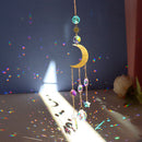 Hanging Crystal Light Catcher Metal Moon Sun Garden Wall Wind Chime (61) Newly