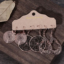 Jewelry Ethnic Geometric Drop Dangle Circle Leaf Tassel Fringe Earrings Set