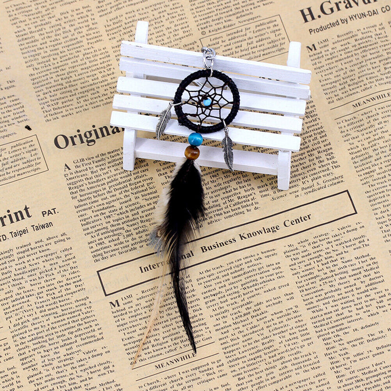 Mini Dreamcatcher Feather Pendant Car Keychains Keyrings Handcraft Decoration