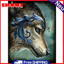 5D Rhinestone DIY Embroided Wolf Head Full Round Drill Diamond Painting Kit