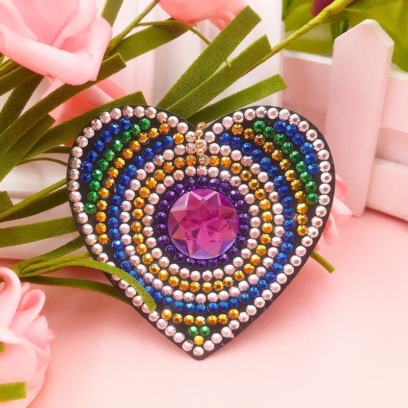 DIY Full Drill Diamond Painting Key Chain 5pcs Love Key Ring Hanging Pendant