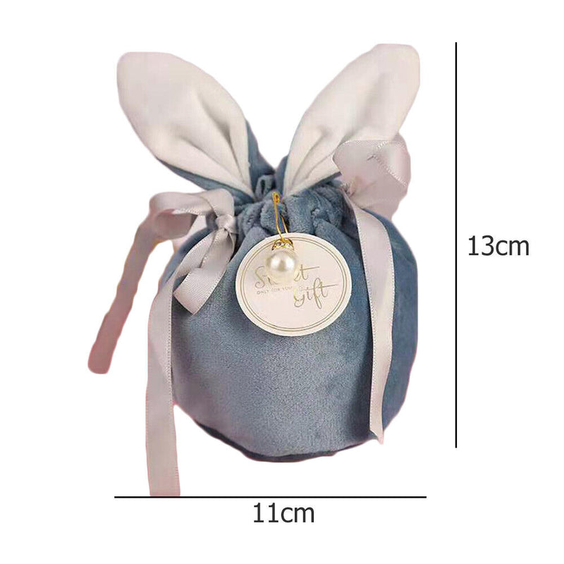 Rabbit Ears Gift Packing Bags Easter Bunny Shape Velvet Birthday Party Pouches
