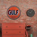 GULF Letter Metal Tin Painting Retro Round Tin Plate for Cafe Garage Decoration