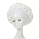 Women Night Sleep Hair Cap Satin Adjustable Curly Hair Styling Hat (White)