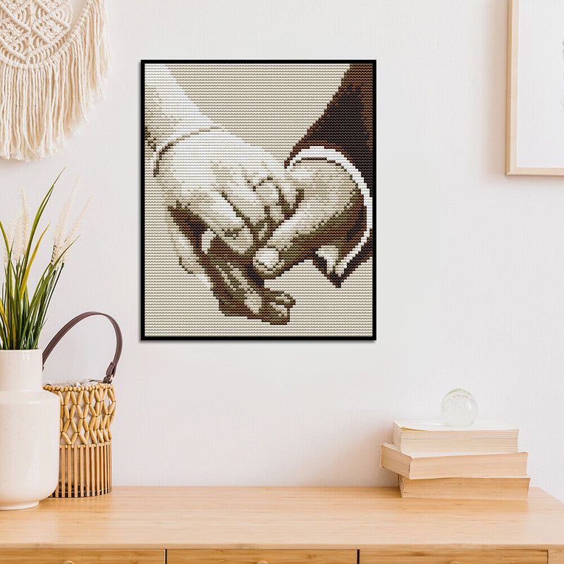 14CT Full Cross Stitch Hand in Hand Stamped DIY Kits Handmade Embroidery Newly