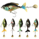 Soft Rotating Tail Popper VMC Hooks Fish Bait Rotate Tail Fishing Lure