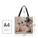 #A Jesus and dog Printed Shoulder Shopping Bag Casual Large Tote Handbag