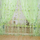 Tulip Flower Yarn Sheer Window Curtain Scarf Drapes for Bedroom (Green)