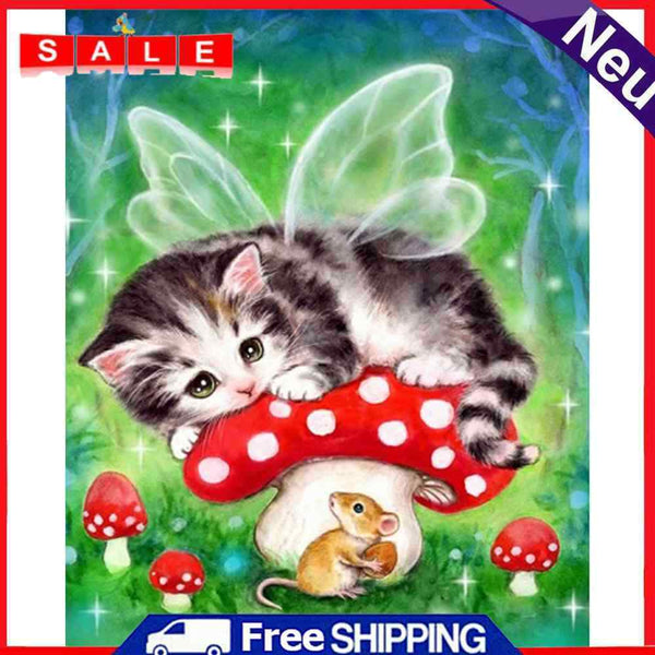 Cat Mouse Colouring Oil Canvas Pictures DIY Hand Painted Paint By Numbers Kit