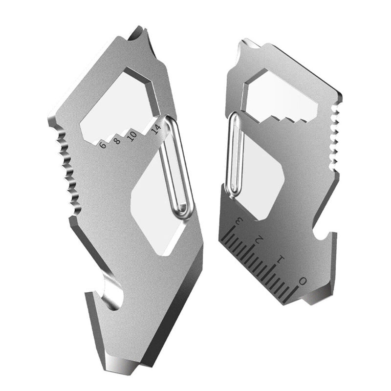 Multipurpose Clip for Hiking Key Ring with Bottle Opener Rulers Screwdriver