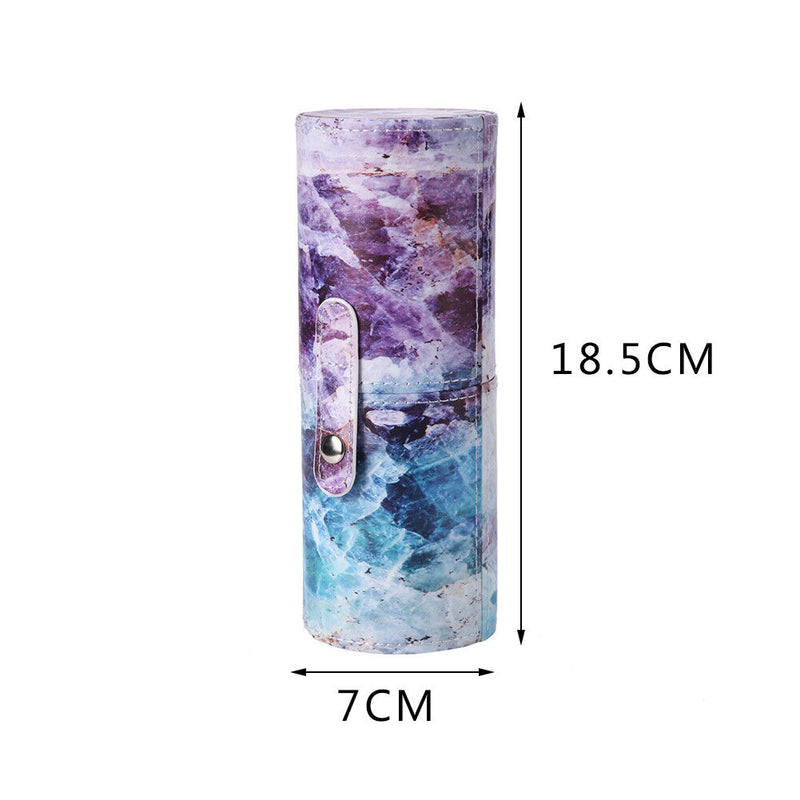 Portable PU Leather Makeup Storage Holder Cosmetic Brush Pen Cup Box (D) Newly