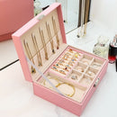 Jewelry Velvet Box with Lock Travel Earring Organizer Storage Case (Pink)