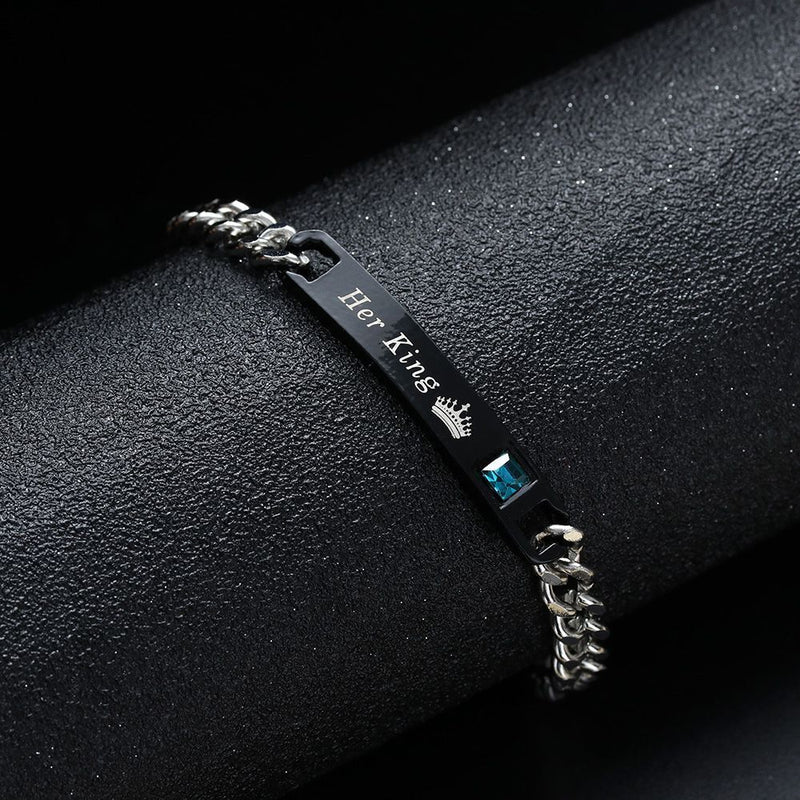 Women Jewelry Love Bangle Stainless Steel His Queen Her King Couple Bracelets