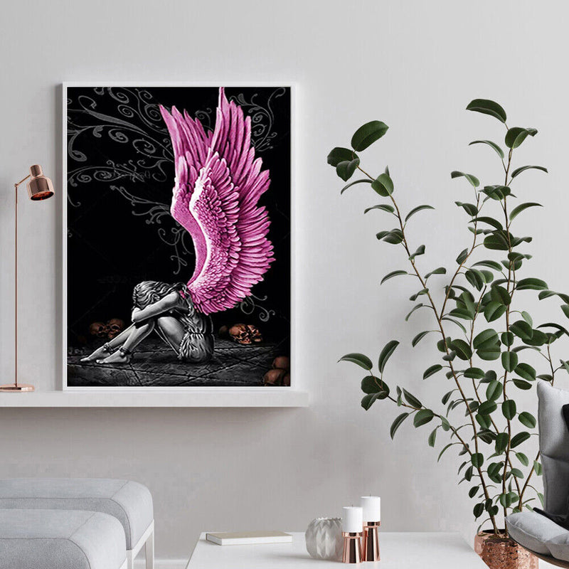 DIY Full Round Drill Rhinestone Diamond Painting Angel Wings Handwork Home Decor