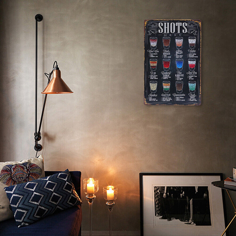 Retro Wine Beer Plaque Metal Tin Signs Painting for Home Wall Art (Shots) Newly