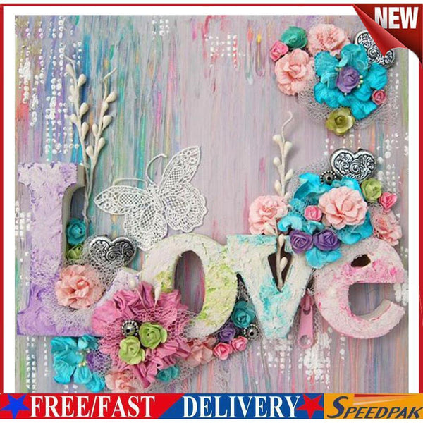 Word Love Oil Paint By Numbers Kit DIY Acrylic Frameless Picture On Canvas #F