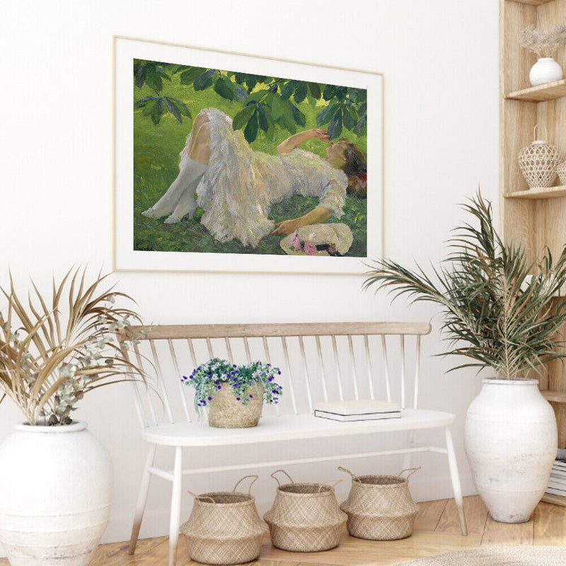 Hand Painted DIY Girl on Grass Oil Canvas Paint By Numbers Drawing Kit