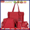 4pcs/Set Lichi Leather Tassels Women Tote Shoulder Clutch Card Bags (Red)