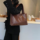 Women Solid Color Shoulder Bags Lady PU Leather Casual Travel Totes Handbags