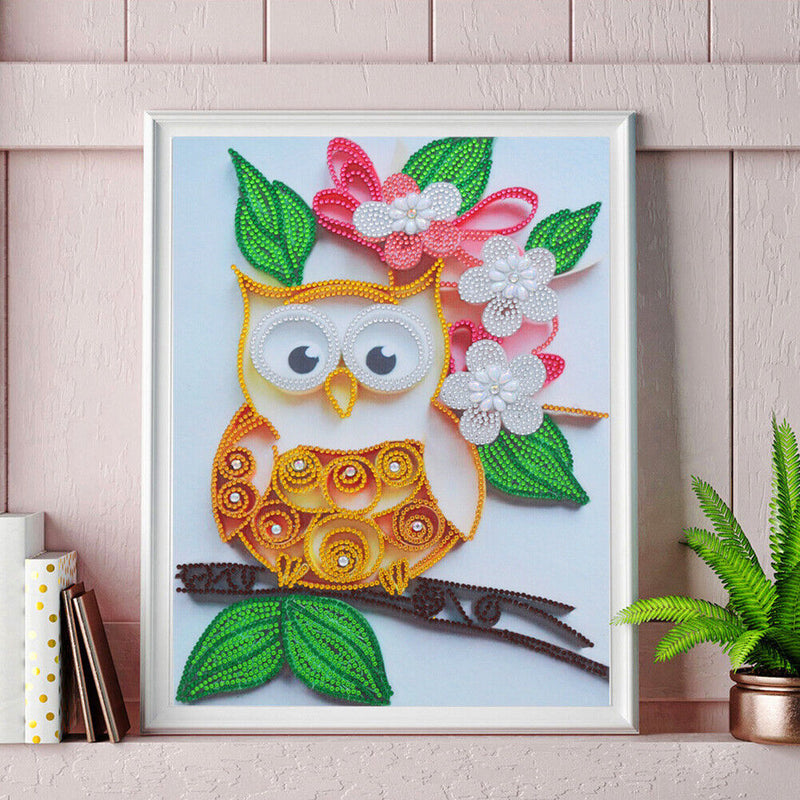 DIY Partial Special Shape Drill Diamond Painting Owl Mosaic Rhinestone Draw