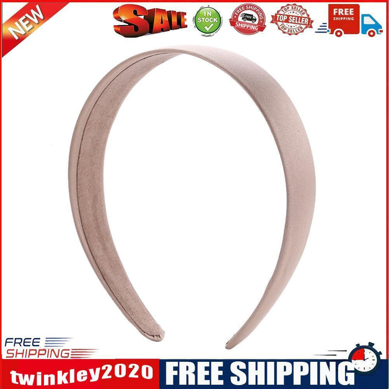 Solid Color Hair Hoops Simple Headband Women Girls Wide Hairband (Beige)