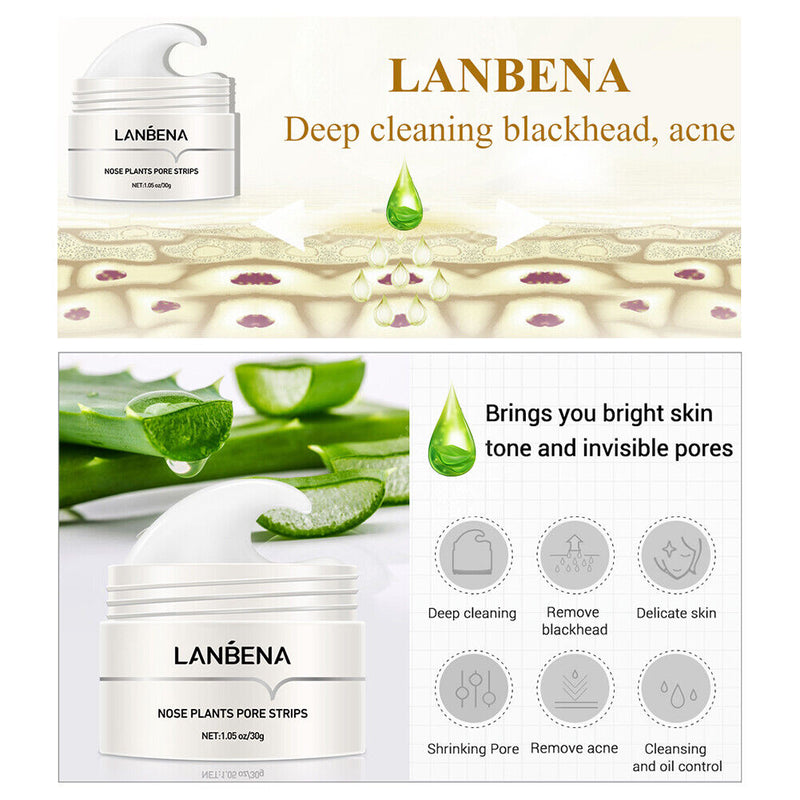 LANBENA 60pcs Blackhead Remover Nose Peeling Masks Pore Cleansing Skin Care