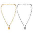 Boho Jewelry PadLock Pendant Necklace Collar Statement Long Chain Punk Choker