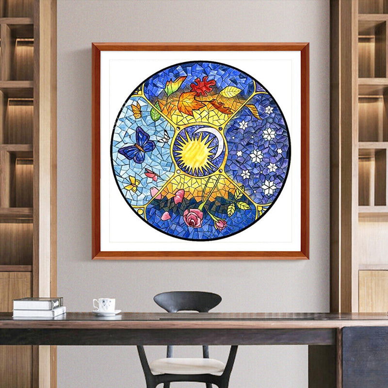 5D DIY Sun Moon Full Round Drill Diamond Painting Kit Mosaic Craft (A3346) Newly