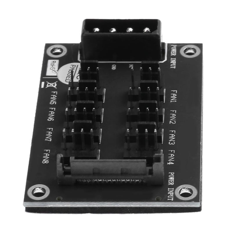 4-Pin or SATA 15-Pin to 8 Way 4-Pin PC Chassis Cooling Fan Splitter Hub