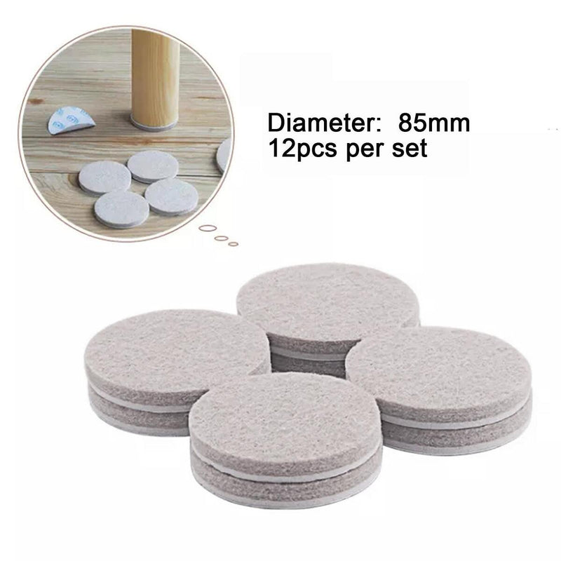12pcs Beige Round Table Chair Foot Felt Pad Furniture Floor Protector ?2.9CM/
