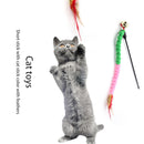 Cat Teasing Stick Colorful Pompom Feather Wand Fun Pet Teaser Rod Toys (01)