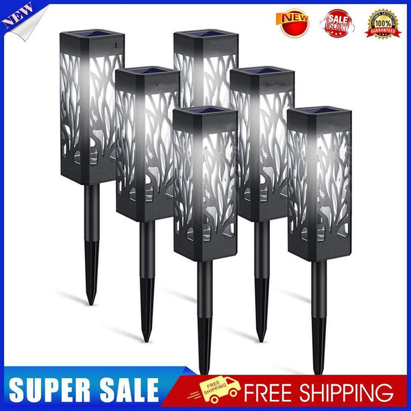 6pcs LED Solar Light Waterproof Hollow Lawn Stake Lamp Garden Decor (White)