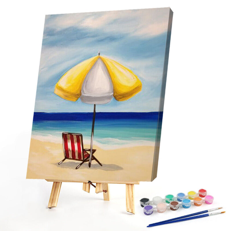 #A Beach Lounger Oil Paint By Numbers Kit DIY Acrylic Painting on Canvas Framele