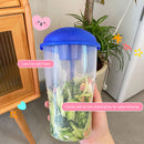 Portable Cup with Fork - Low-cal Food Container for Cereal Oatmeal (Blue) Newly