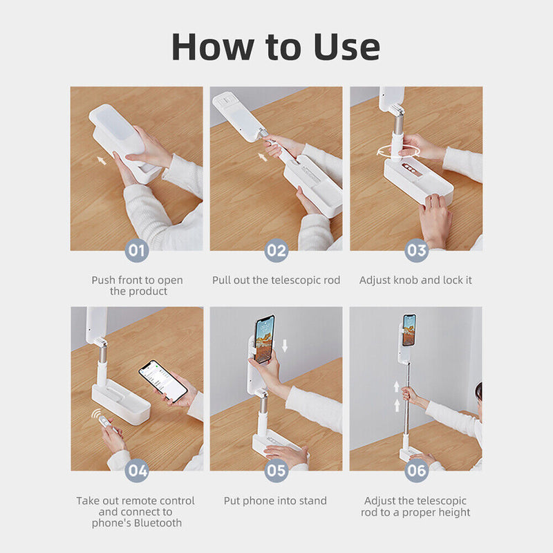 Multi-function Phone Holder Mini Desk Fill Lights with 1000mAh Battery for Video