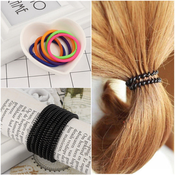 Elastic Super Thin Girls Rubber Hair Ropes Telephone Wire Ponytail Holder