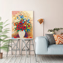 DIY Paint By Number Kit Frameless Colorful Flowers Canvas Handpainted Handcraft