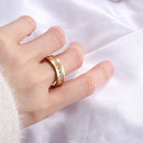 Color Wedding Jewelry Romantic Stainless Steel 6MM Couple Ring Cubic Zircon