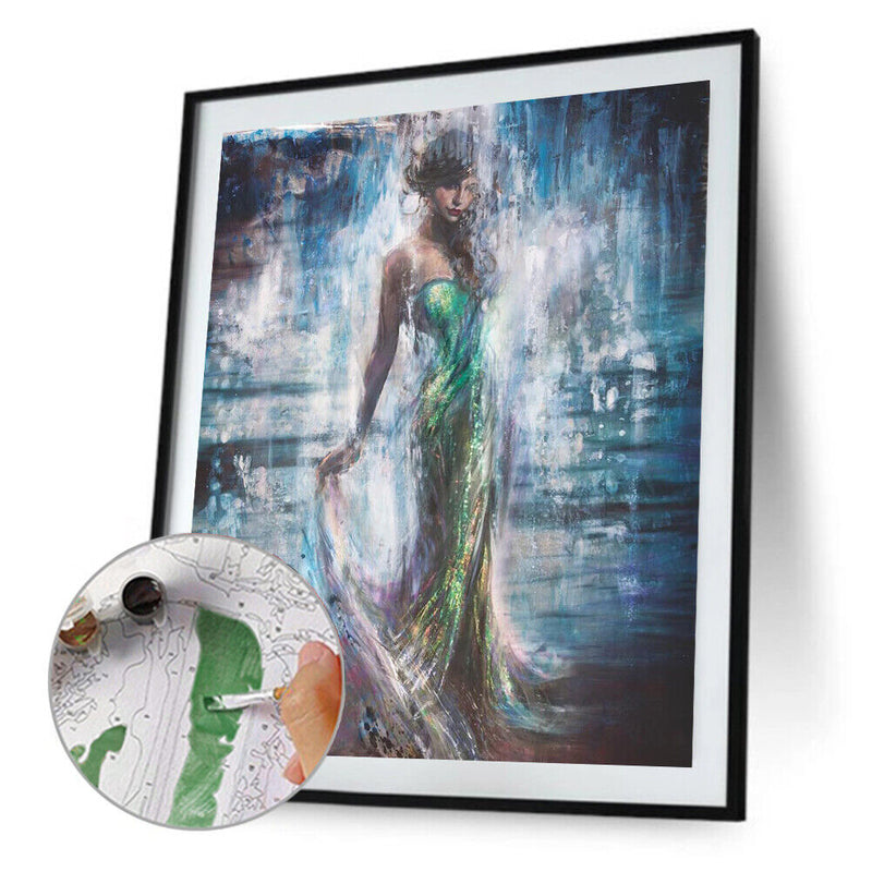Elegant Girl Canvas Painted Oil Paint By Numbers Wall Art Modern Bedroom Decor