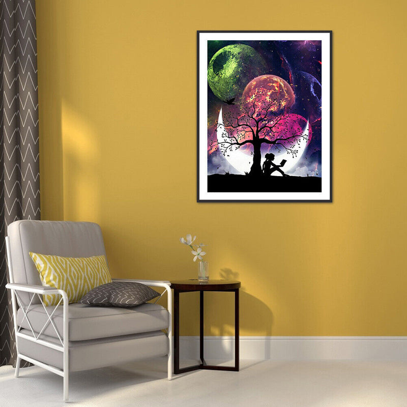 5D DIY Diamond Painting Girl Under Tree Full Square Drill Mosaic Home Decorat