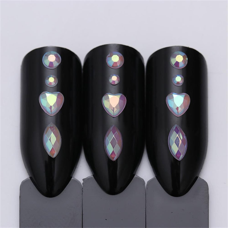 Water Dropped Elongated Glass Stone Nail Art Rhinestone DIY Tips Manicure Decor