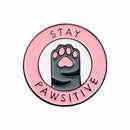 Letters Badges Cartoon Enamel Pins Pins Stay Pawsitive Cat Paw Brooch