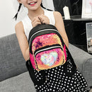 Small Travel Knapsack Sequins Heart Horse Pattern Backpacks Women Kids Rucksack