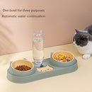 Cats Dogs Double Bowl Auto Feeder Water Dispenser Food Container (Green) Newly