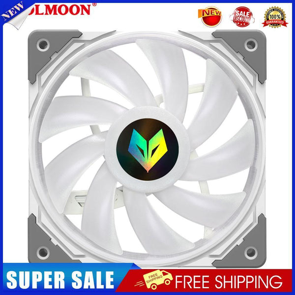 COOLMOON CPU Cooler 3 Pin ARGB FDB Bearing PWM PC Quiet Cooling Fan (White)