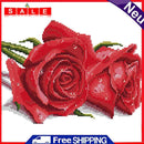 14CT Partial Cross Stitch Red Rose Counted DIY Kits Handmade Cotton Embroidery