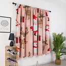 Window Curtain Pink Base Elk Santa Painting Polyester Room Christmas Decoration