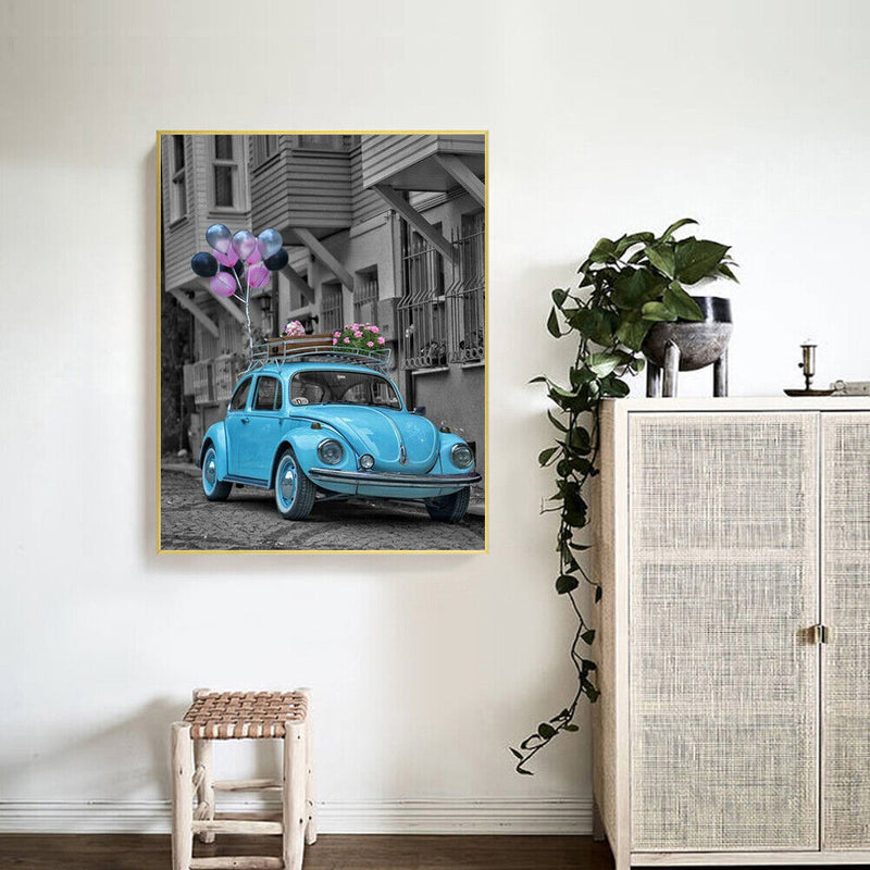 Frameless Oil Paint By Numbers DIY Balloon Car Picture Craft Kit for Bedroom